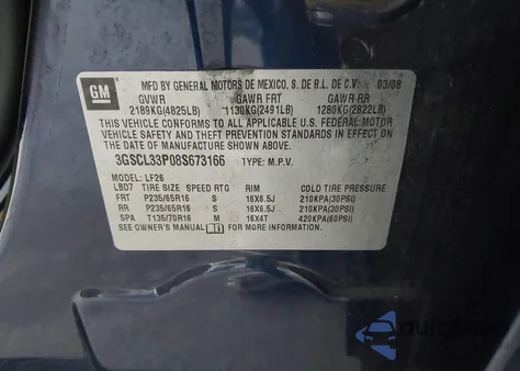 2008 Saturn Vue Xe from USA, damaged, VIN 3GSCL33P08S673166